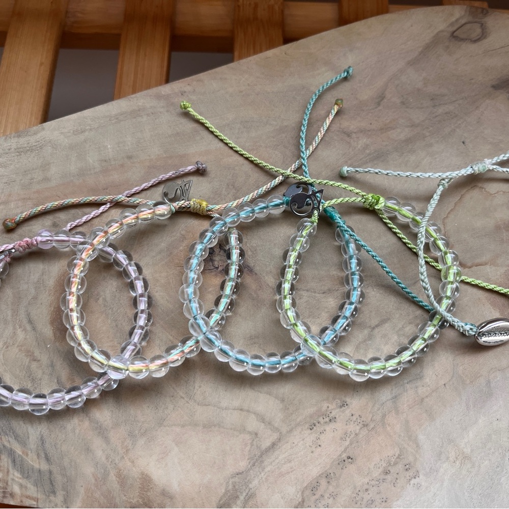 4Ocean Bracelet Lot + Pura Vida Cowrie 5 Adjustable Beach Bracelets Surfer Style